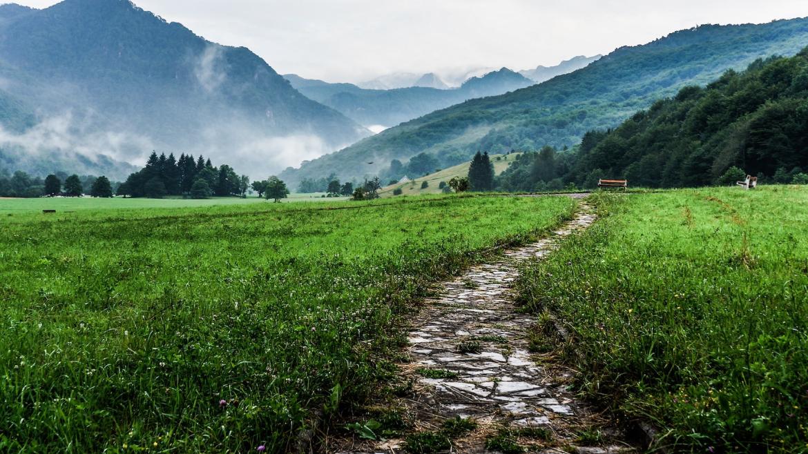 Path toward mountains