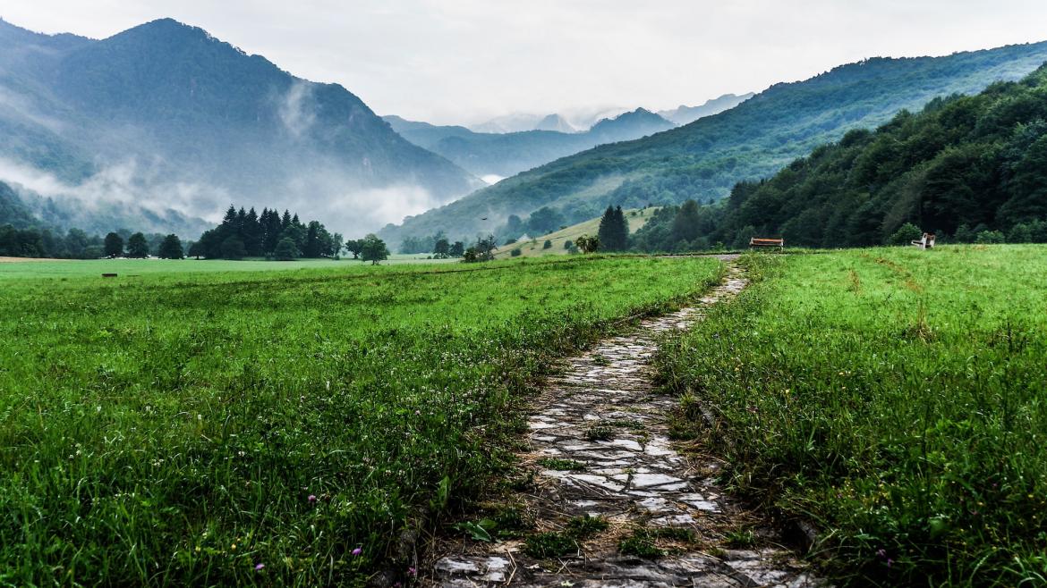Path toward mountains